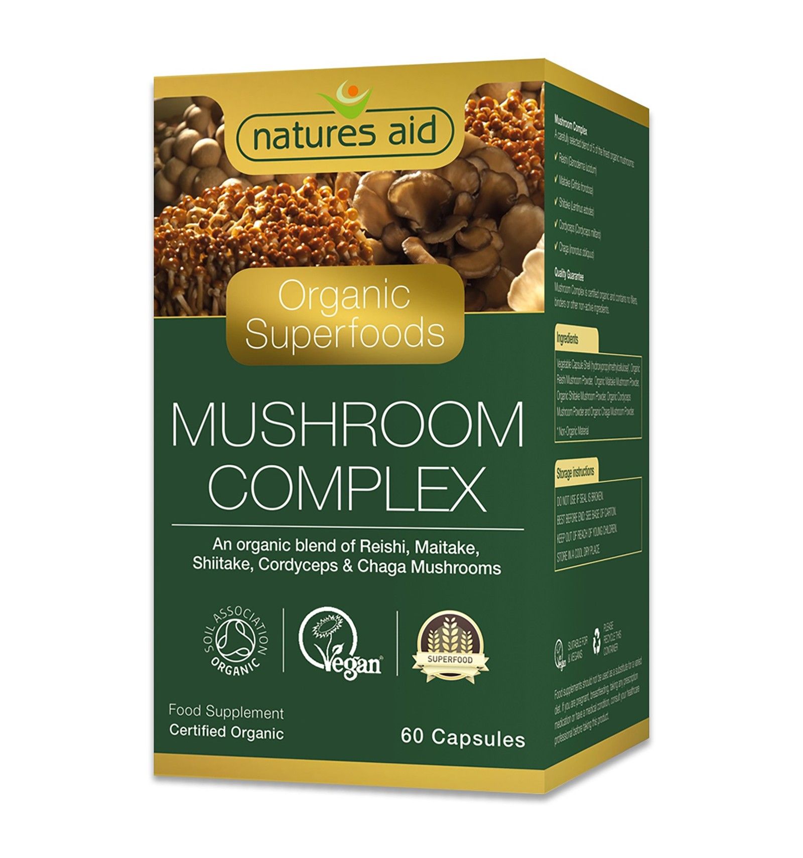 Natures Aid Organic Mushroom Complex 60 - Capsules